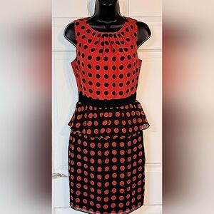 Trina Turk Red & Black Silk Sleeveless Dress